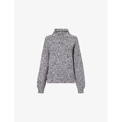 Khaite Womens Black Multi Leon Funnel-neck Cashmere Jumper In Gray