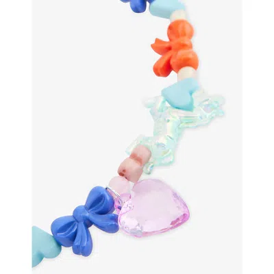 Stych Accessories Multi Brt Unicorn And Bow Beaded Acrylic Jewellery Set In Blue