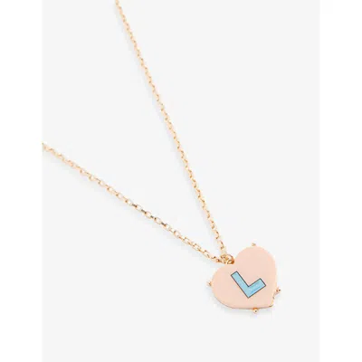 Stych Accessories Multi Lght Sweetie Heart Initial Metal And Acrylic Necklac In Gold