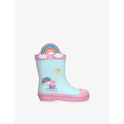 Ground Up Pale Blue Kids' Peppa Pig Rainbow Rubber Wellington Boots Eur 25 /7.5 Uk In Blue