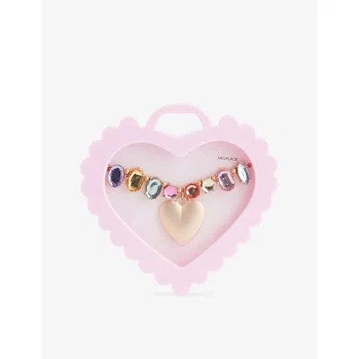 Stych Accessories Multi Lght Princess Heart Gem Statement Necklace Gift Box In Multi