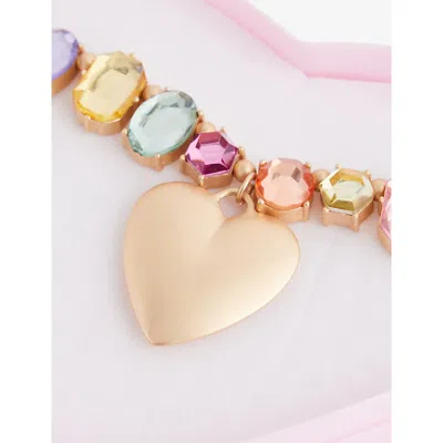 Stych Accessories Multi Lght Princess Heart Gem Statement Necklace Gift Box In Multi