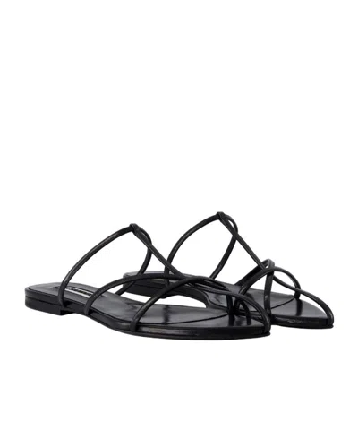Jil Sander Round-toe Flat Sandals In Black