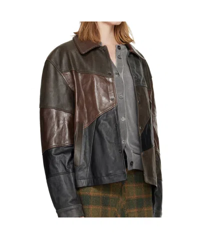 Andersson Bell Patchwork Leather Jacket In Multi