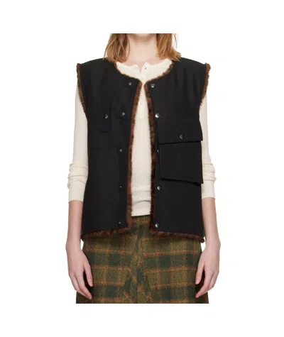 Andersson Bell Black Collarless Pocket Vest In Black