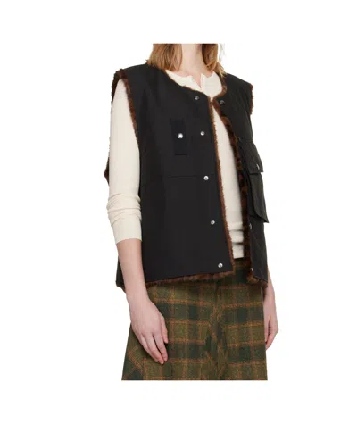 Andersson Bell Black Collarless Pocket Vest In Black