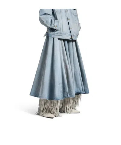 Balenciaga Women's Godet Maxi Skirt In Dirty Light Blue In Blue