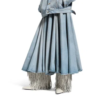 Balenciaga Women's Godet Maxi Skirt In Dirty Light Blue In Blue