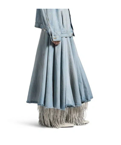 Balenciaga Women's Godet Maxi Skirt In Dirty Light Blue In Blue