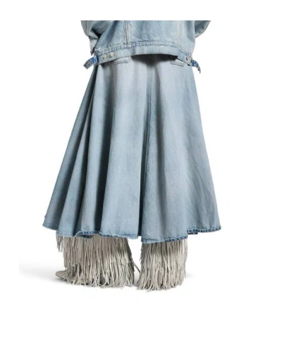 Balenciaga Women's Godet Maxi Skirt In Dirty Light Blue In Blue