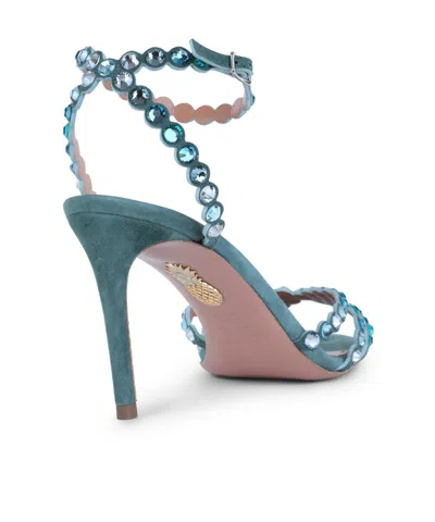 Aquazzura Tequila 105 Crystal-embellished Leather Sandals In Blue