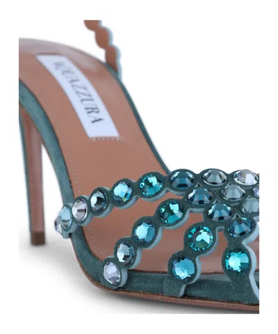 Aquazzura Tequila 105 Crystal-embellished Leather Sandals In Blue
