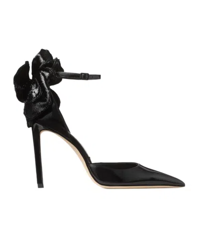 Jimmy Choo Marja 100 Pumps Decorative Bow Glossy In Black