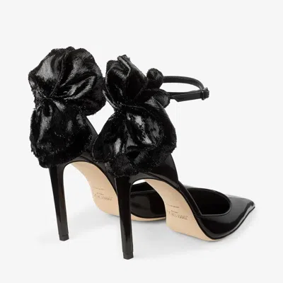 Jimmy Choo Marja 100 Pumps Decorative Bow Glossy In Black