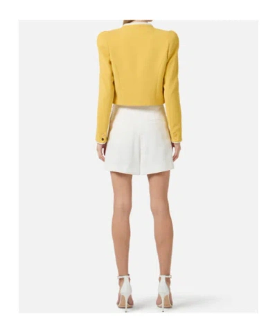 Elisabetta Franchi White Shorts With Chain Detail On The Front And Front Concealed Closure In Viscose Stretch Woman