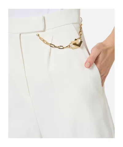 Elisabetta Franchi White Shorts With Chain Detail On The Front And Front Concealed Closure In Viscose Stretch Woman