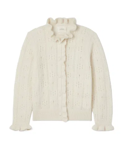Doen Claudie Ruffled Pointelle-knit Alpaca-blend Cardigan In Neutral