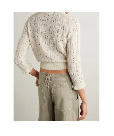 Doen Claudie Ruffled Pointelle-knit Alpaca-blend Cardigan In Neutral