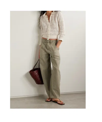 Doen Claudie Ruffled Pointelle-knit Alpaca-blend Cardigan In Neutral