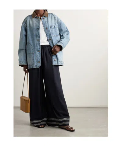 Doen Pascual Corduroy-trimmed Denim Jacket In Blue