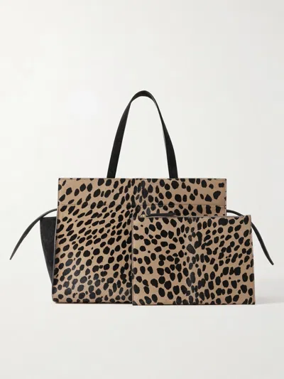 Khaite Crosby Leather-trimmed Leopard-print Calf Hair Tote In Animal Print