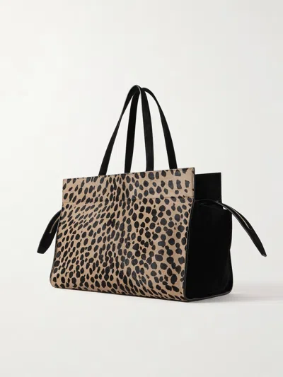 Khaite Crosby Leather-trimmed Leopard-print Calf Hair Tote In Animal Print