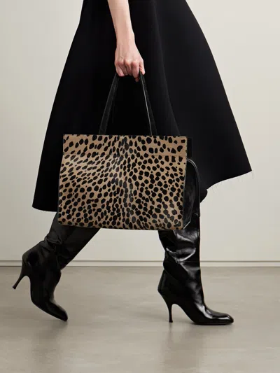 Khaite Crosby Leather-trimmed Leopard-print Calf Hair Tote In Animal Print