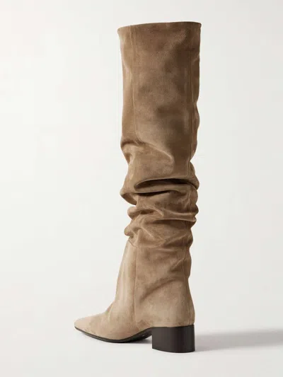 Khaite 40mm Andee Suede Knee Boots In Brown