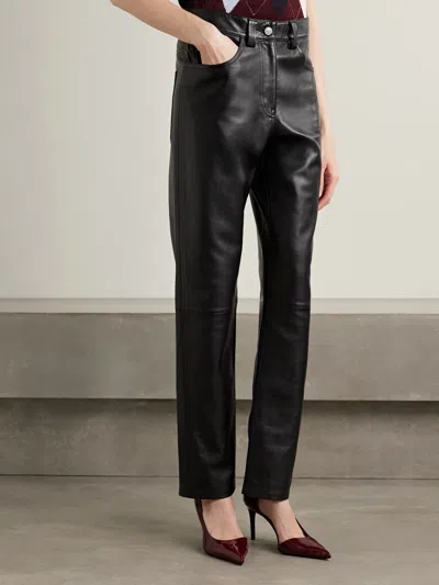 Khaite Panelled Leather Trousers In Black