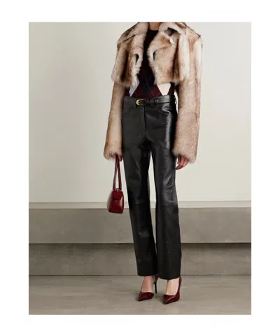 Khaite Panelled Leather Trousers In Black