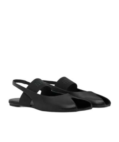 Mm6 Maison Margiela Logo Detailed Open-toe Slingback Sandals In Black