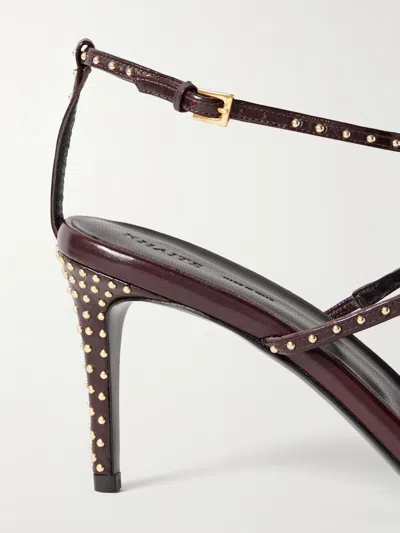 Khaite Cage Studded Glossed-leather Sandals In Burgundy