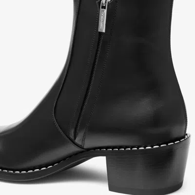 Jimmy Choo Black Calf Leather Ankle Boots With Metal Detail In Black