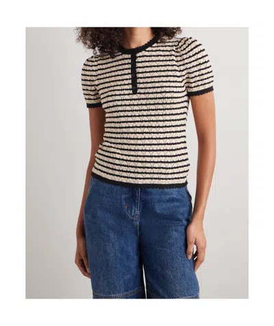 Doen Short Sleeve Knitted Short Sleeve In Brown