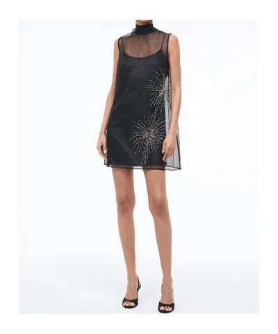 Staud Albee Beaded-detail High-neck Mini Dress In Green