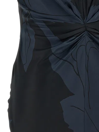 Victoria Beckham 'gathered V-neck' Midi Dress In Blue