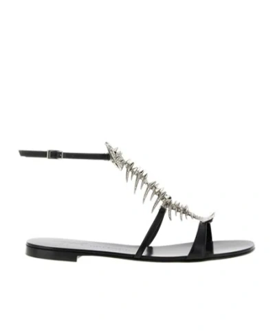 Giuseppe Zanotti Sandals Slim Style Embellished Metallic Detail In Black