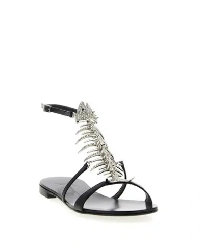Giuseppe Zanotti Sandals Slim Style Embellished Metallic Detail In Black