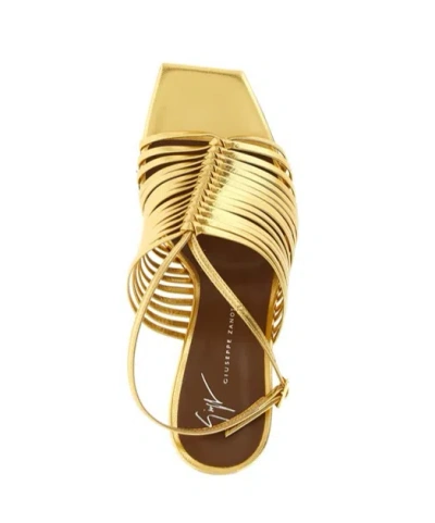 Giuseppe Zanotti Savoia Sandals Ankle Strap Open Square Toe In Gold