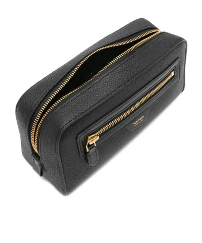 Tom Ford Grain Leather Smart Wash Bag In Black