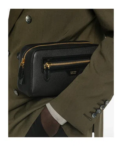 Tom Ford Grain Leather Smart Wash Bag In Black