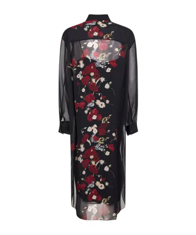 Khaite Gloria Long Sleeve Silk Chiffon Shirtdress In Black