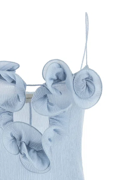 Magda Butrym Embellished Textured Lyocell-blend Mini Dress In Blue