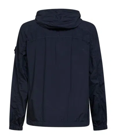 Stone Island Hooded Flap-pocket Jacket In Blue