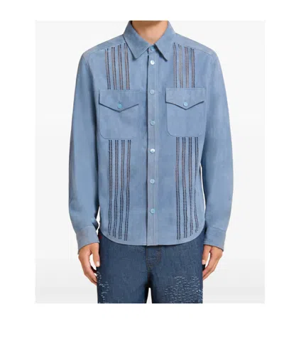 Marni Leather Shirt  In Blue
