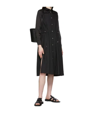 System Leather Flat Sandals In Black