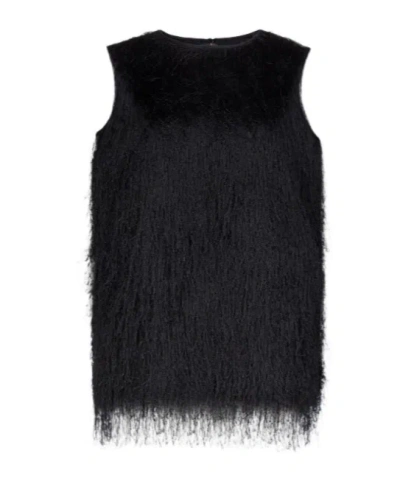 Loulou De Saison Yasmin Fringed Sleeveless Vest In Black