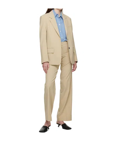 System Beige Creased Trousers In Brown