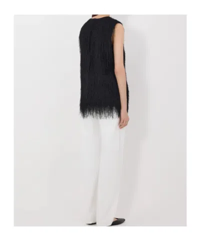 Loulou De Saison Yasmin Fringed Sleeveless Vest In Black