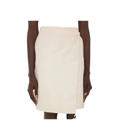 Loulou De Saison Gora Ostrich-effect Wrap Midi Skirt In White